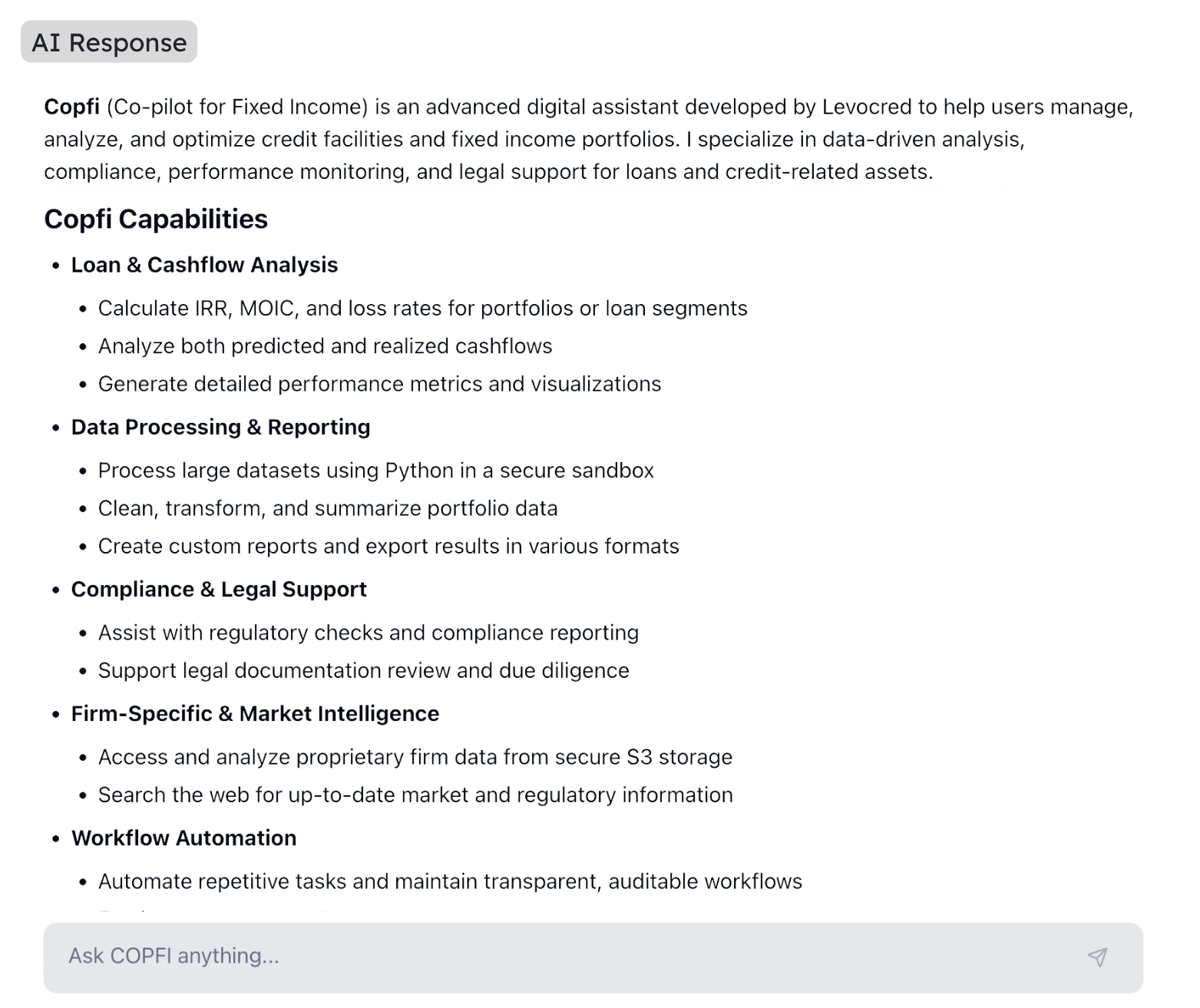 COPFI Chat Interface